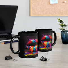 Kiss Is A Whisper Rainbow Lips Black Mug (11oz, 15oz)