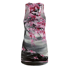 Cherry Blossom Design Women's Cut & Sew Racerback Dress (AOP)