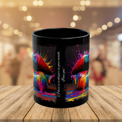 Kiss Is A Whisper Rainbow Lips Black Mug (11oz, 15oz)