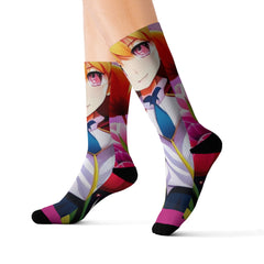 Anime Girl with Tulips AI Generated Sublimation Socks