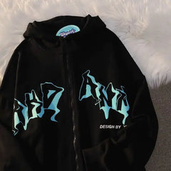 Zip-Up Y2K Hip Hop Streetwear Anime Graphic Hoodie for Men and Women