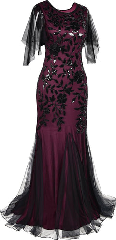 Women'S Evening Dress 1920S Sequin Mermaid Hem Maxi Long Formal Ball Gown