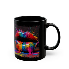 Kiss Is A Whisper Rainbow Lips Black Mug (11oz, 15oz)