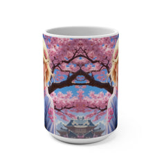 Anime Girl and Cherry Blossom - Sakura Festival - Coffee and Tea Mug 15oz - Gift Idea