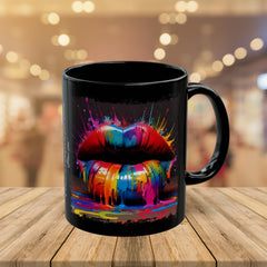 Kiss Is A Whisper Rainbow Lips Black Mug (11oz, 15oz)