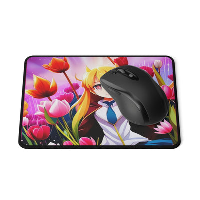 Anime Girl with Tulips AI Non-Slip Gaming Mouse Pad