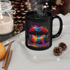 Kiss Is A Whisper Rainbow Lips Black Mug (11oz, 15oz)