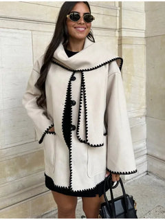 Women's Faux Cashmere Splice Plush Thick Coats