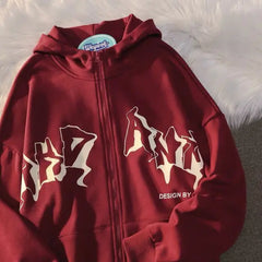 Zip-Up Y2K Hip Hop Streetwear Anime Graphic Hoodie for Men and Women