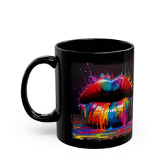 Kiss Is A Whisper Rainbow Lips Black Mug (11oz, 15oz)