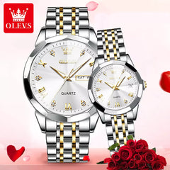 Olevs Diamond 3D His and Her Watch Set