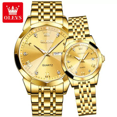 Olevs Diamond 3D His and Her Watch Set