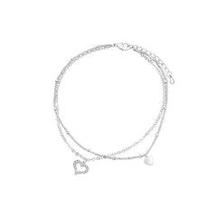 Double Layer Love Heart Anklet Bracelet