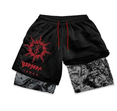 Berserk 2 in 1 Gym Shorts for Men Variety of Designs, Anime, Solid, Click for More