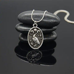 Raven and 3 Moons Viking Amulet Necklace