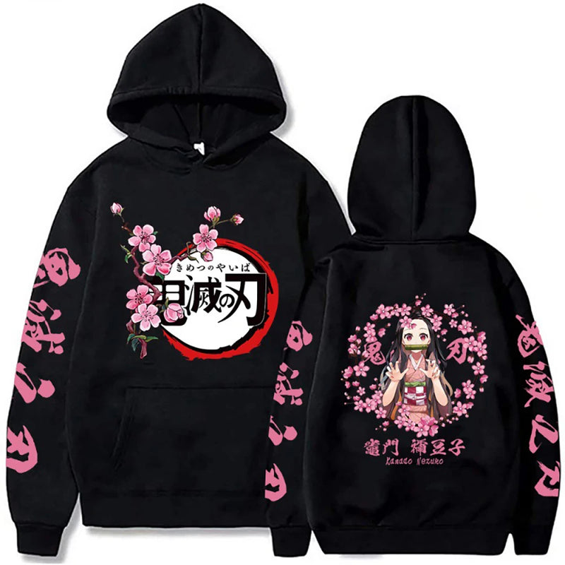 Harajuku Couple Pullovers Tops Demon Slayer Hoodie Students Casual Sweatshirts Men Women Fashion Street Hip-hop Hooded Shirt