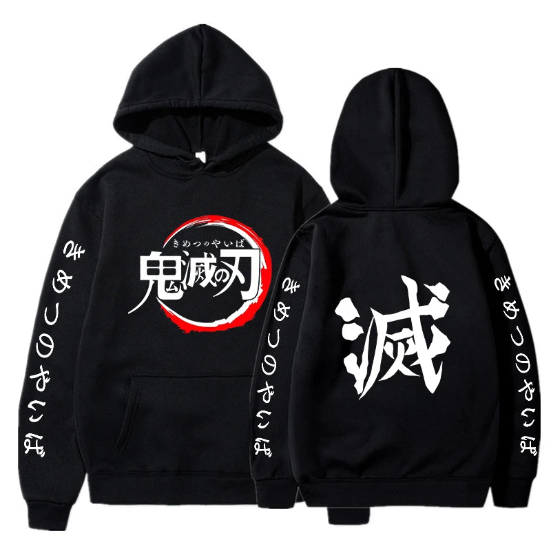 Demon Slayer Hoodies Men Fashion Letter Graphic Printed Sweatshirts Women Casual Harajuku Streetwear Hooded Pullover Sudaderas