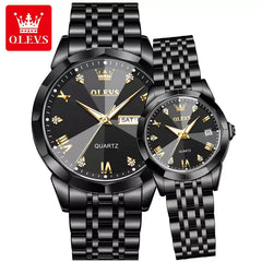 Olevs Diamond 3D His and Her Watch Set