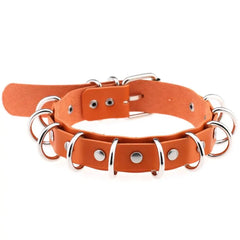 Metal Round Fine Leather Choker Necklace