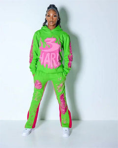 Crazy Puff Print Sweatsuit Set