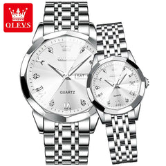 Olevs Diamond 3D His and Her Watch Set