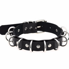 Metal Round Fine Leather Choker Necklace