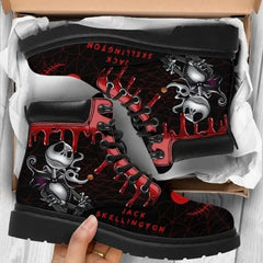 Women's Rose and Skull Printed High-Top Goth Style Boots