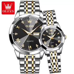 Olevs Diamond 3D His and Her Watch Set