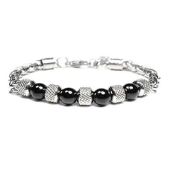 New Men's Adjustable Natural Stone Bead Stainless Steel Bracelet