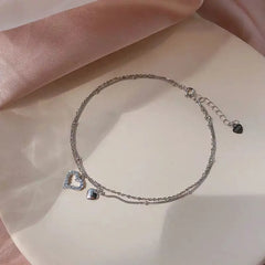 Double Layer Love Heart Anklet Bracelet