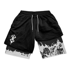 Berserk 2 in 1 Gym Shorts for Men Variety of Designs, Anime, Solid, Click for More