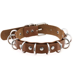 Metal Round Fine Leather Choker Necklace