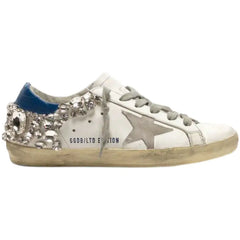 Star Old Style White Shoes with Diamonds