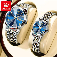 Olevs Diamond 3D His and Her Watch Set