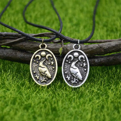 Raven and 3 Moons Viking Amulet Necklace