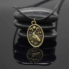 Raven and 3 Moons Viking Amulet Necklace