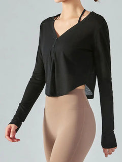 Sheer V-Neck Yoga Sports Shirt