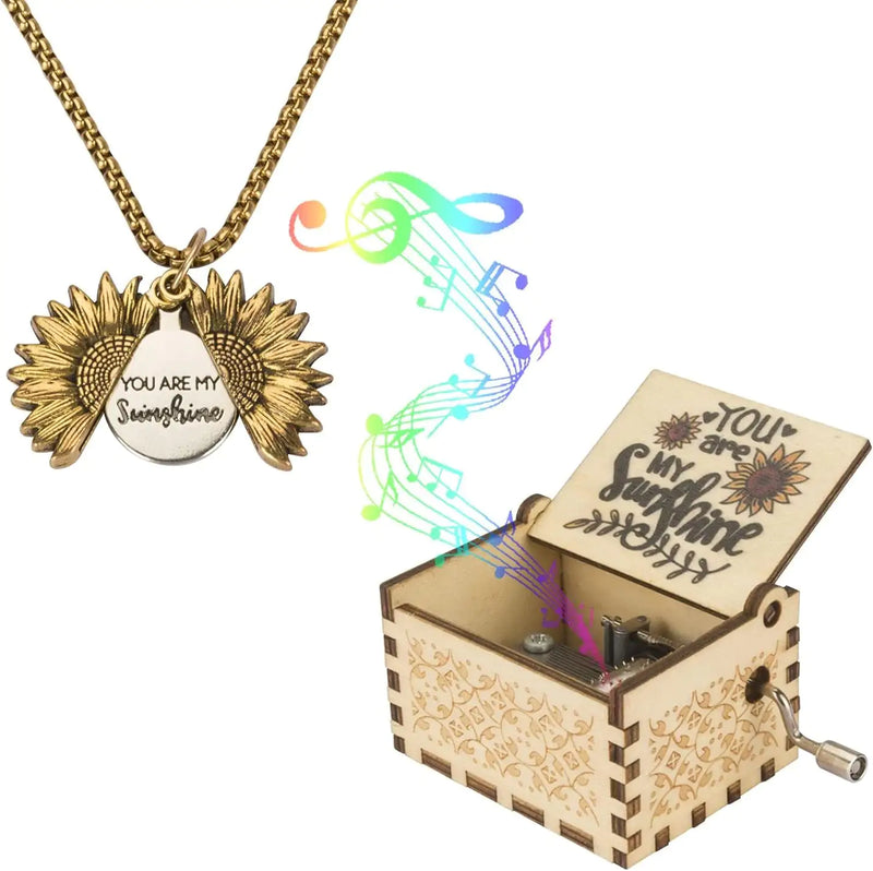 You Are My Sunshine Music Box and Necklace Set