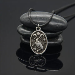 Raven and 3 Moons Viking Amulet Necklace