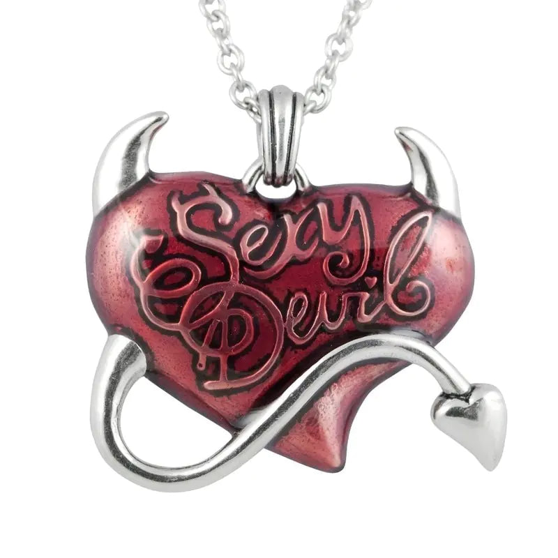 Sexy Devil Gothic Heart Demon Pendant Necklace